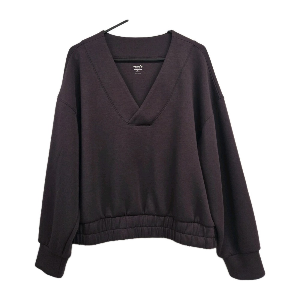 Old Navy Active Bounce Fleece Pillowy Soft V Neck‎ Sweatshirt Eggplant Womens XL
